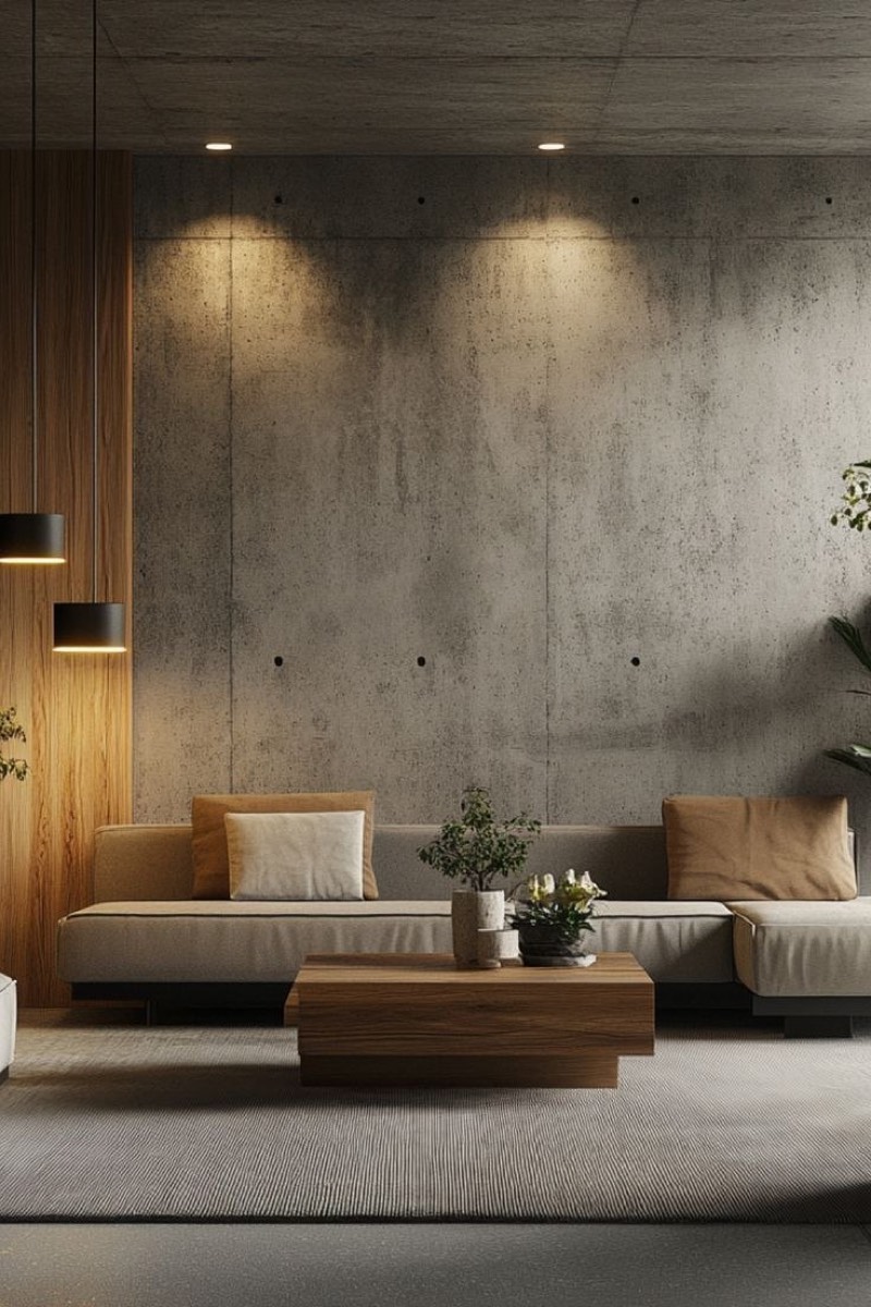 Beton concrete-look plaster wall